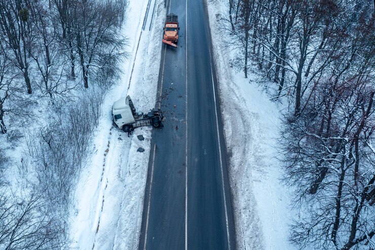 truck accident aerial view winter road icing winter drone view 131301 1432 Alkollü Araç Kullanma